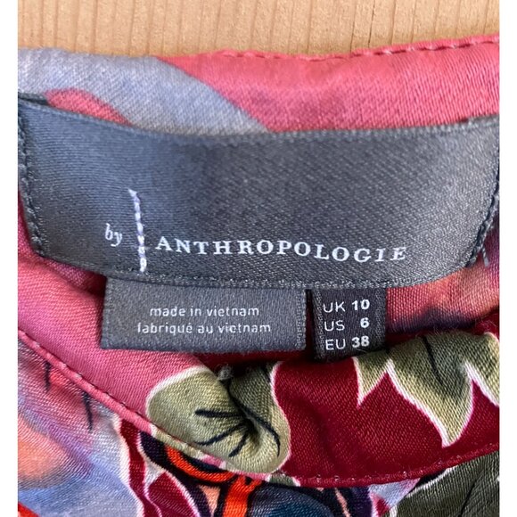 Anthropologie Womens Brina Faux Wrap Butterfly Satin Skirt Size 6 Pink SP EXC - Picture 7 of 12